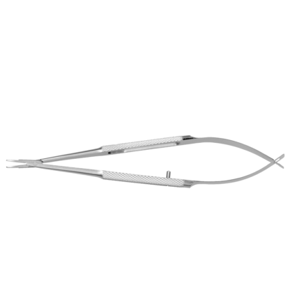 Barraquer Needle Holder, Delicate Curved 9mm with cutout, No Lock, Round handle, Stainless