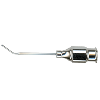Bishop-Harmon Cannula, 19 Gauge, Angled 30° at 5mm from bend to spatulated tip, 25mm tip length