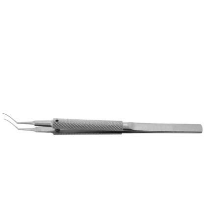 Utrata Capsulorhexis Forceps, Angled/Vaulted 11mm, Diamond knurled handle, Stainless