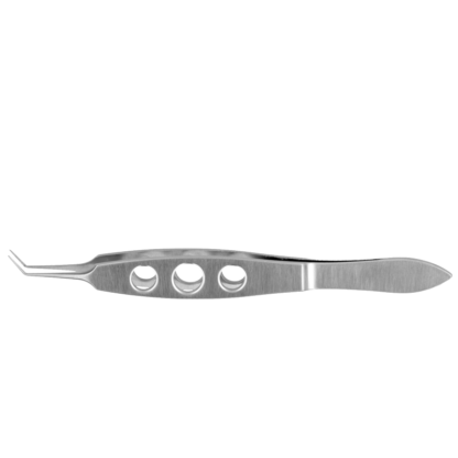 McPherson Tying Forceps, Angled x 5mm, Flat handle with hole pattern, Stainless