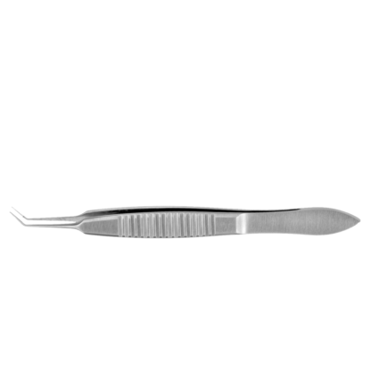 McPherson Tying Forceps, Angled 4mm, Flat serrated handle, Stainless