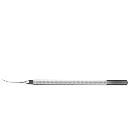 Koch Nucleus Spatula, Notches on Duckbill-Shaped tip, Round handle