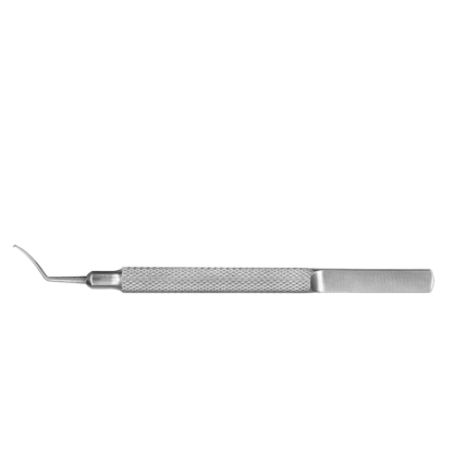 Utrata MICS Capsulorhexis Forceps, 1.8mm jaw set, Angled/Vaulted 12mm, Diamond knurled handle, Stainless